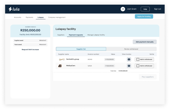 Early customer portal wireframes